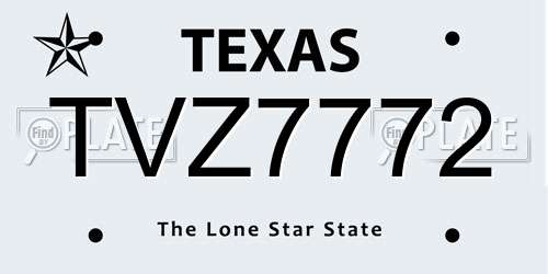 TVZ7772 Texas License Plate