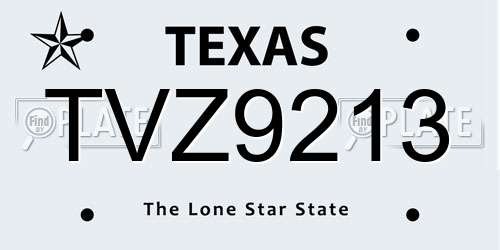 TVZ9213 Texas License Plate