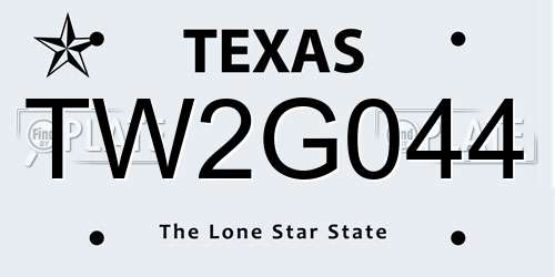 TW2G044 Texas License Plate