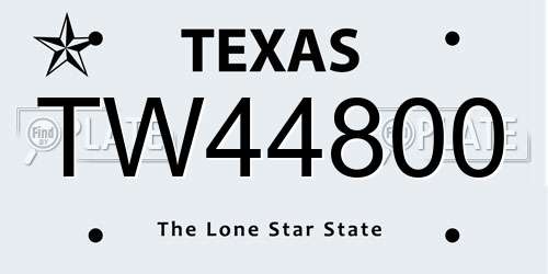 TW44800 Texas License Plate