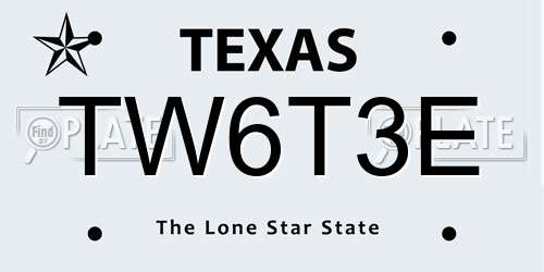 TW6T3E Texas License Plate