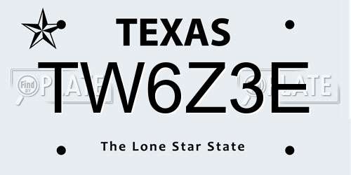 TW6Z3E Texas License Plate