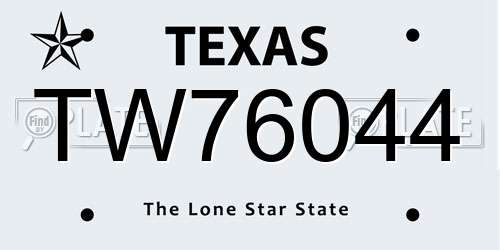 TW76044 Texas License Plate