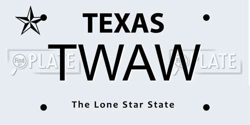 TWAW Texas License Plate