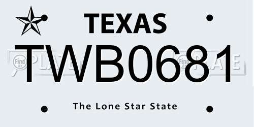 TWB0681 Texas License Plate