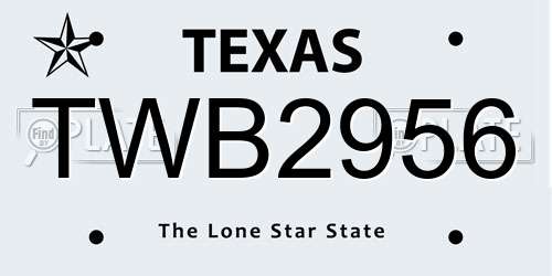 TWB2956 Texas License Plate