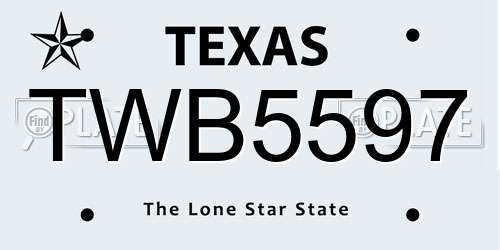 TWB5597 Texas License Plate