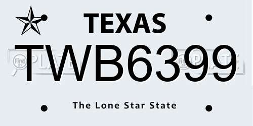 TWB6399 Texas License Plate