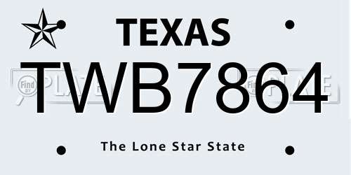 TWB7864 Texas License Plate