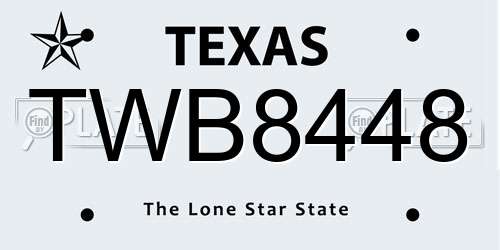 TWB8448 Texas License Plate