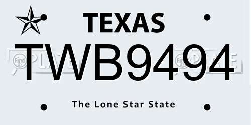 TWB9494 Texas License Plate