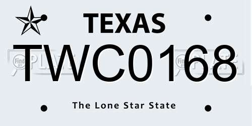TWC0168 Texas License Plate