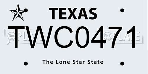 TWC0471 Texas License Plate
