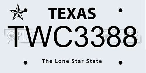 TWC3388 Texas License Plate