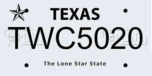 TWC5020 Texas License Plate
