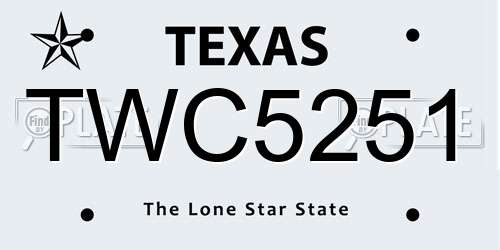 TWC5251 Texas License Plate