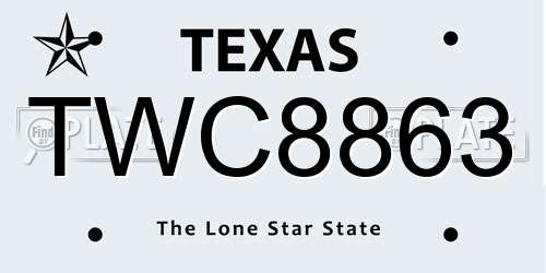 TWC8863 Texas License Plate
