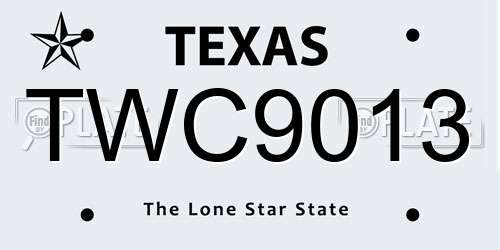TWC9013 Texas License Plate
