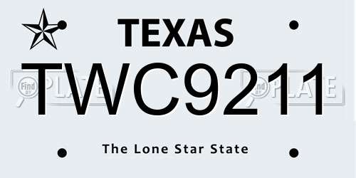 TWC9211 Texas License Plate