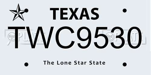 TWC9530 Texas License Plate