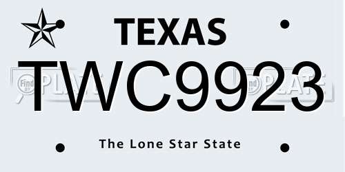 TWC9923 Texas License Plate