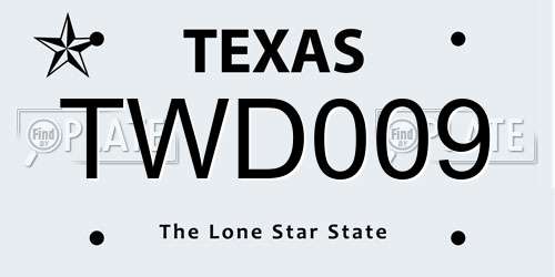 TWD009 Texas License Plate