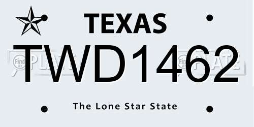 TWD1462 Texas License Plate