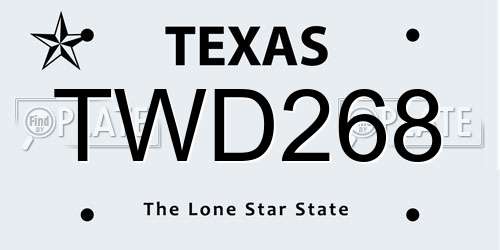 TWD268 Texas License Plate