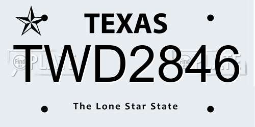 TWD2846 Texas License Plate