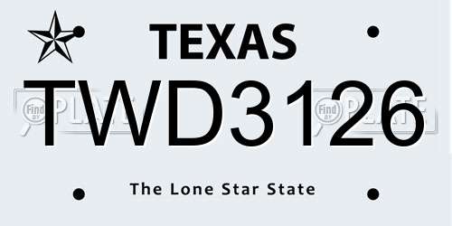 TWD3126 Texas License Plate