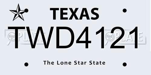 TWD4121 Texas License Plate