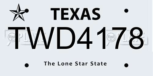 TWD4178 Texas License Plate