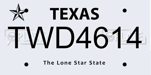 TWD4614 Texas License Plate