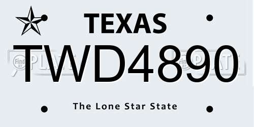 TWD4890 Texas License Plate