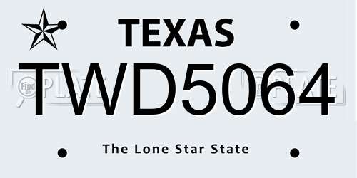 TWD5064 Texas License Plate