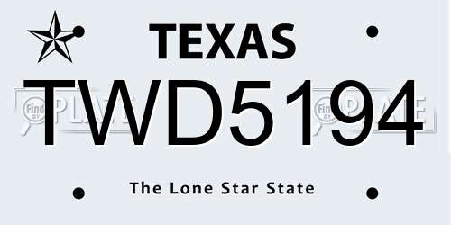 TWD5194 Texas License Plate