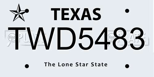 TWD5483 Texas License Plate