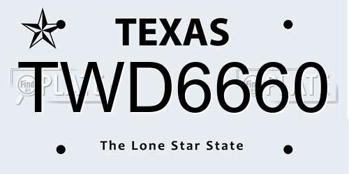 TWD6660 Texas License Plate