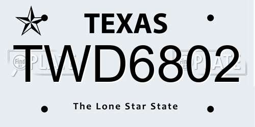 TWD6802 Texas License Plate