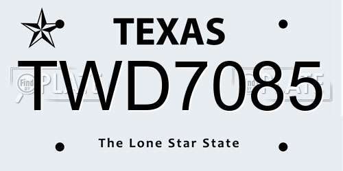 TWD7085 Texas License Plate