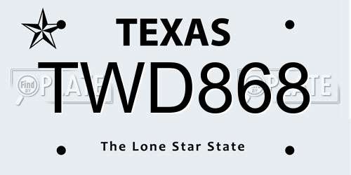 TWD868 Texas License Plate