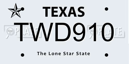 TWD910 Texas License Plate