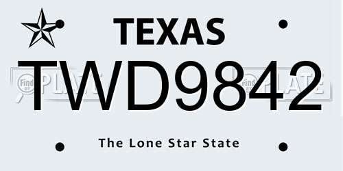 TWD9842 Texas License Plate