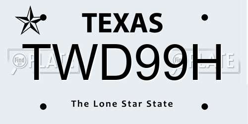 TWD99H Texas License Plate