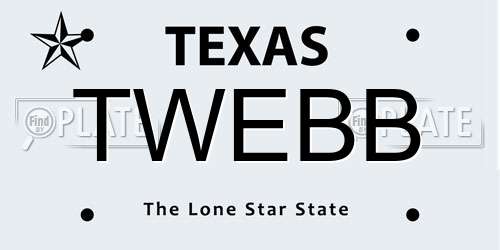 TWEBB Texas License Plate