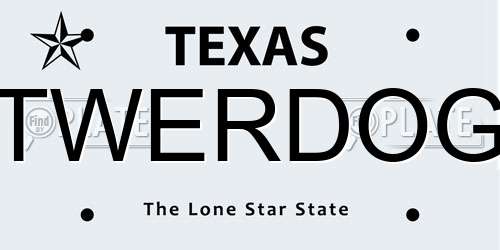TWERDOG Texas License Plate