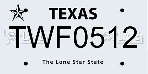 TWF0512 Texas License Plate