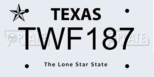 TWF187 Texas License Plate