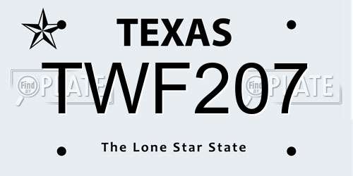 TWF207 Texas License Plate