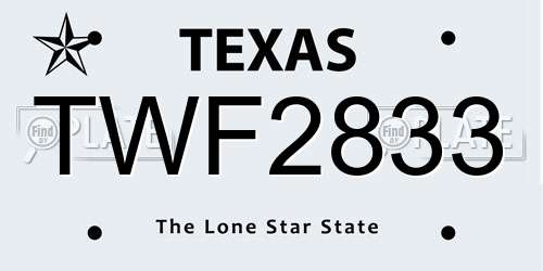 TWF2833 Texas License Plate